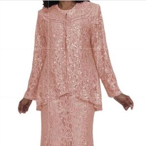 Hosanna 5015 Winter White Plus Size 3 Piece Set Length Dress Lace (Size 4XL)